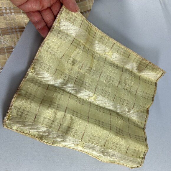 Burberry Silk Tie Necktie Boxed Set Cufflinks Pocket Square Cream Brown - Picture 9 of 16